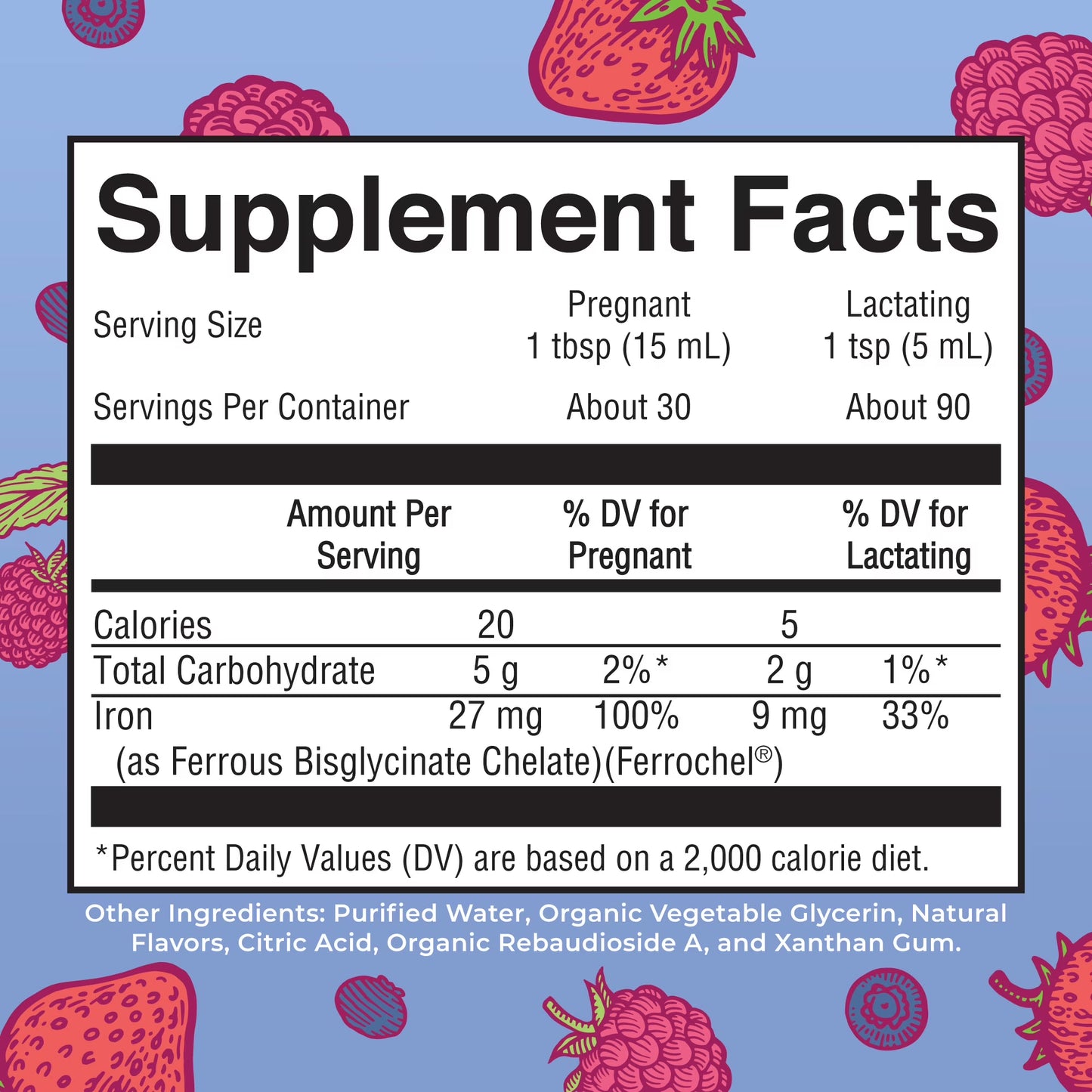 Prenatal Postnatal Iron Liquid Supplement, Immune Support, Cellular Health, Berry Flavor, Vegan, Dairy-Free, Gluten-Free, 15.22 Fl Oz